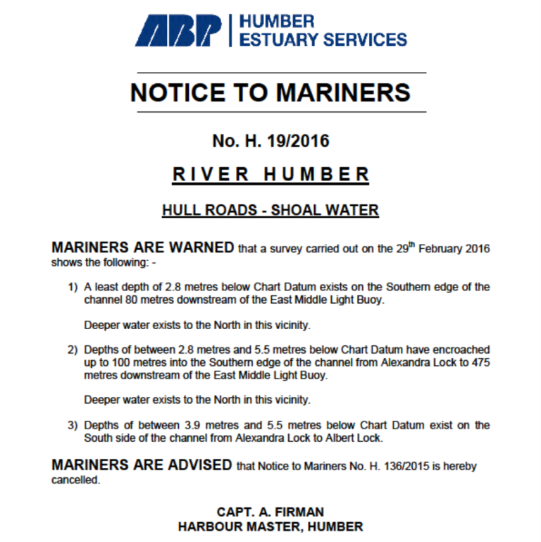 ABP NOTICE TO MARINERS